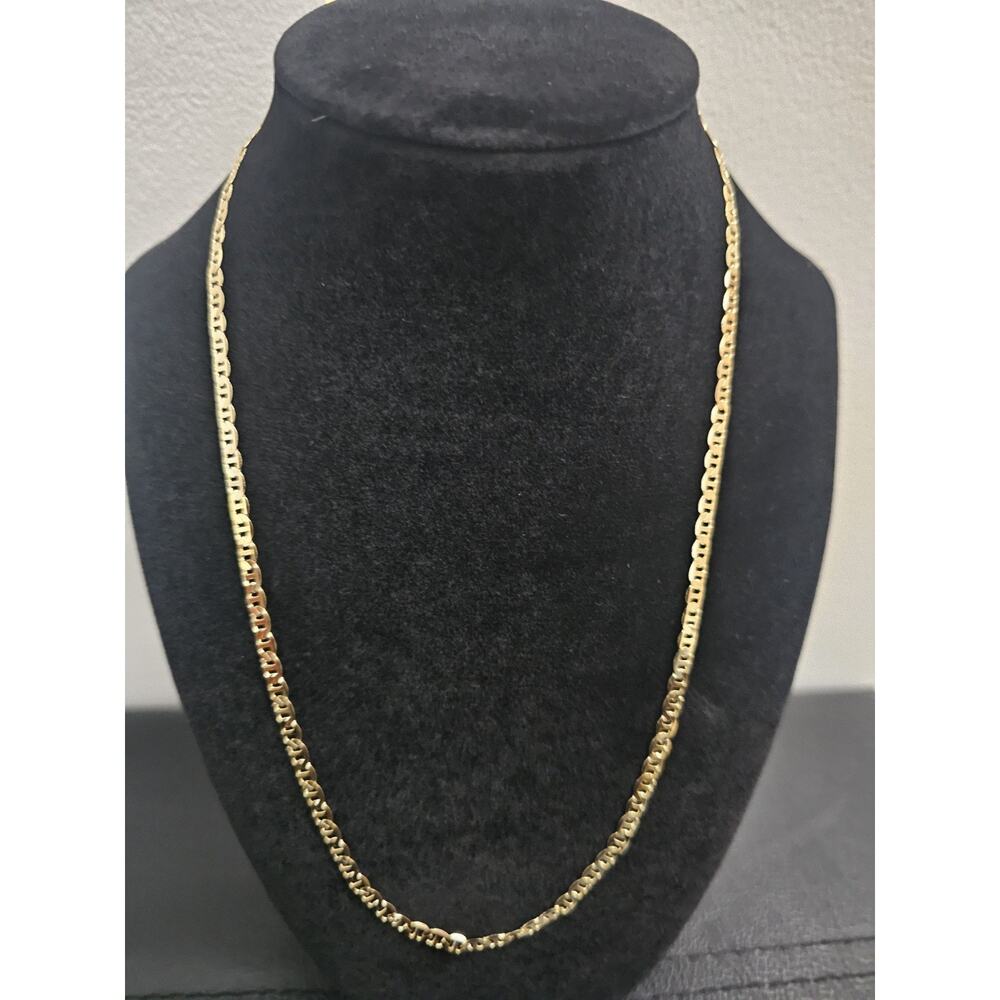 20inch- 14k Gold-Plated over brass. 3.8mm Mariner Chain Necklace w/ velvet pouch